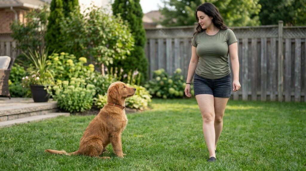 Dog staying while owner gradually increases distance