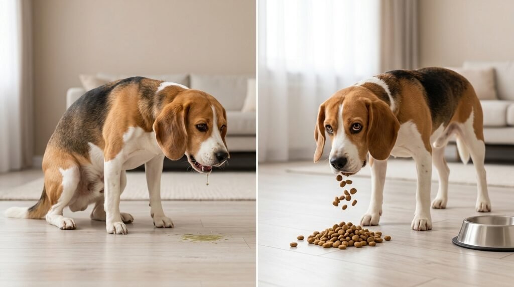 Difference between vomiting and regurgitation in dogs