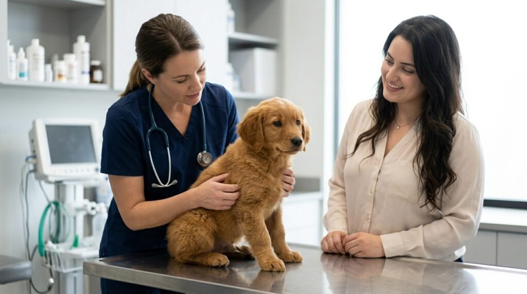 Veterinarian examining a dog with frequent reverse sneezing episodes