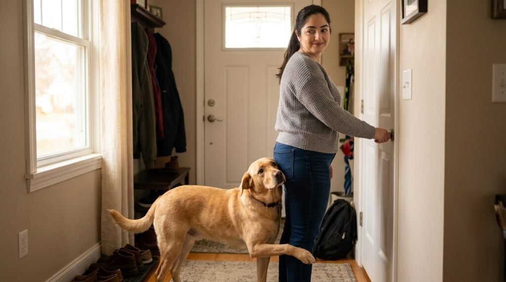 Dog displaying anxious body language and pacing behavior linked
