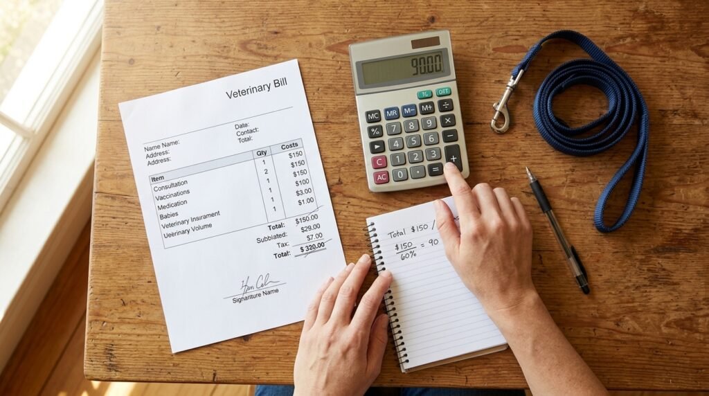 Calculating a dog insurance deductible and reimbursement amount