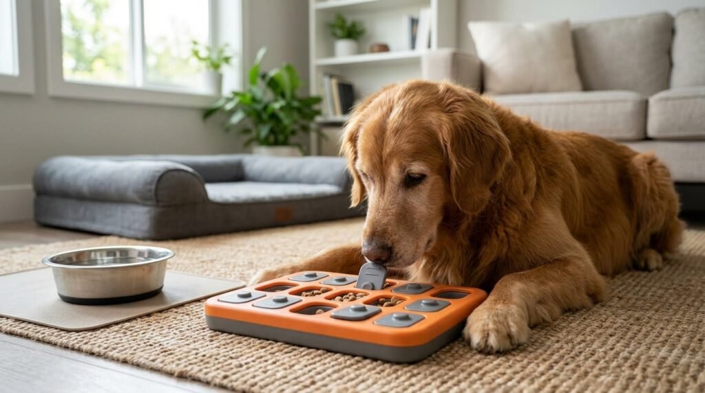 Safe enrichment toy helping a dog stay occupied home alone
