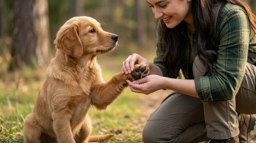 Safe paw care for a dog after an outdoor walk
