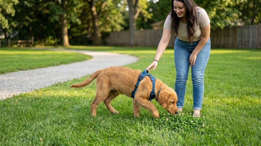Puppy getting age-appropriate exercise for healthy joints