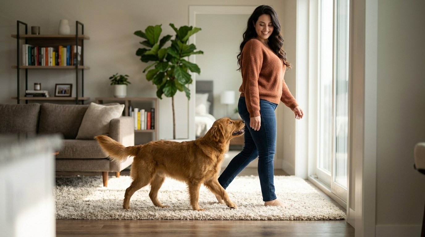 Why does my dog follow me everywhere as a relaxed dog follows its owner through the house