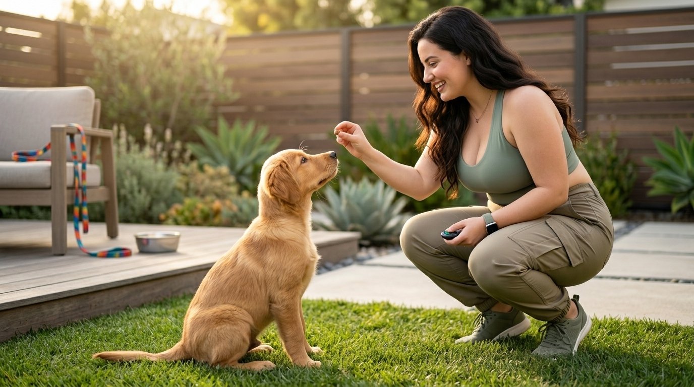 Dog training tips for beginners teaching a puppy with positive reinforcement