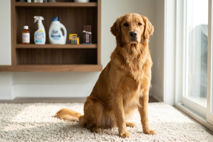 Household items poisonous to dogs in a safe home