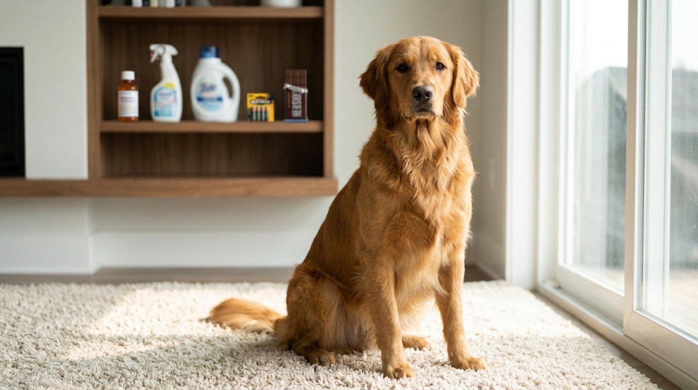 Household items poisonous to dogs in a safe home