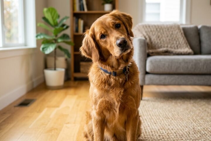 dog tilting its head while listening to its owner