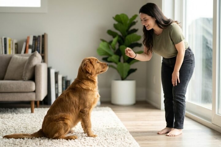 How to teach a dog to stay during positive reinforcement training