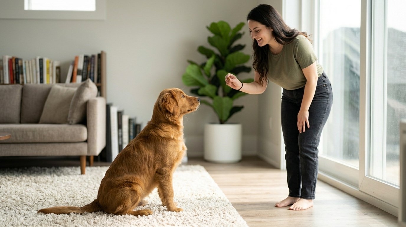 How to teach a dog to stay during positive reinforcement training