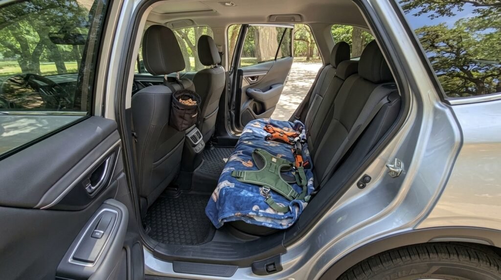 Safe parked-car setup for a nervous dog