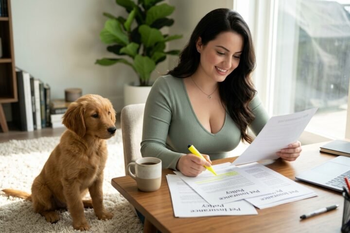 Pet insurance for dogs being evaluated by an owner reviewing veterinary costs
