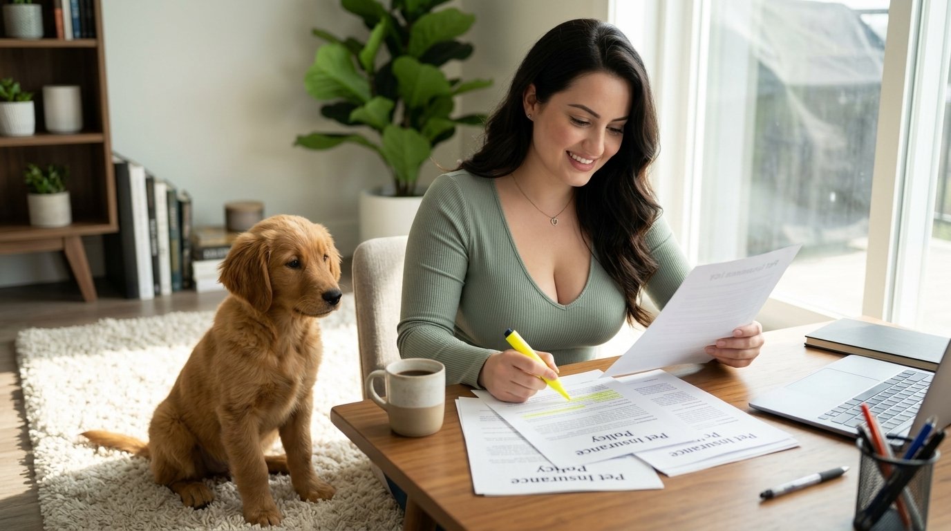 Pet insurance for dogs being evaluated by an owner reviewing veterinary costs