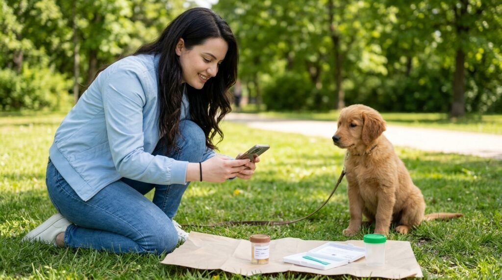 Preparing a fresh dog stool sample for veterinary testing