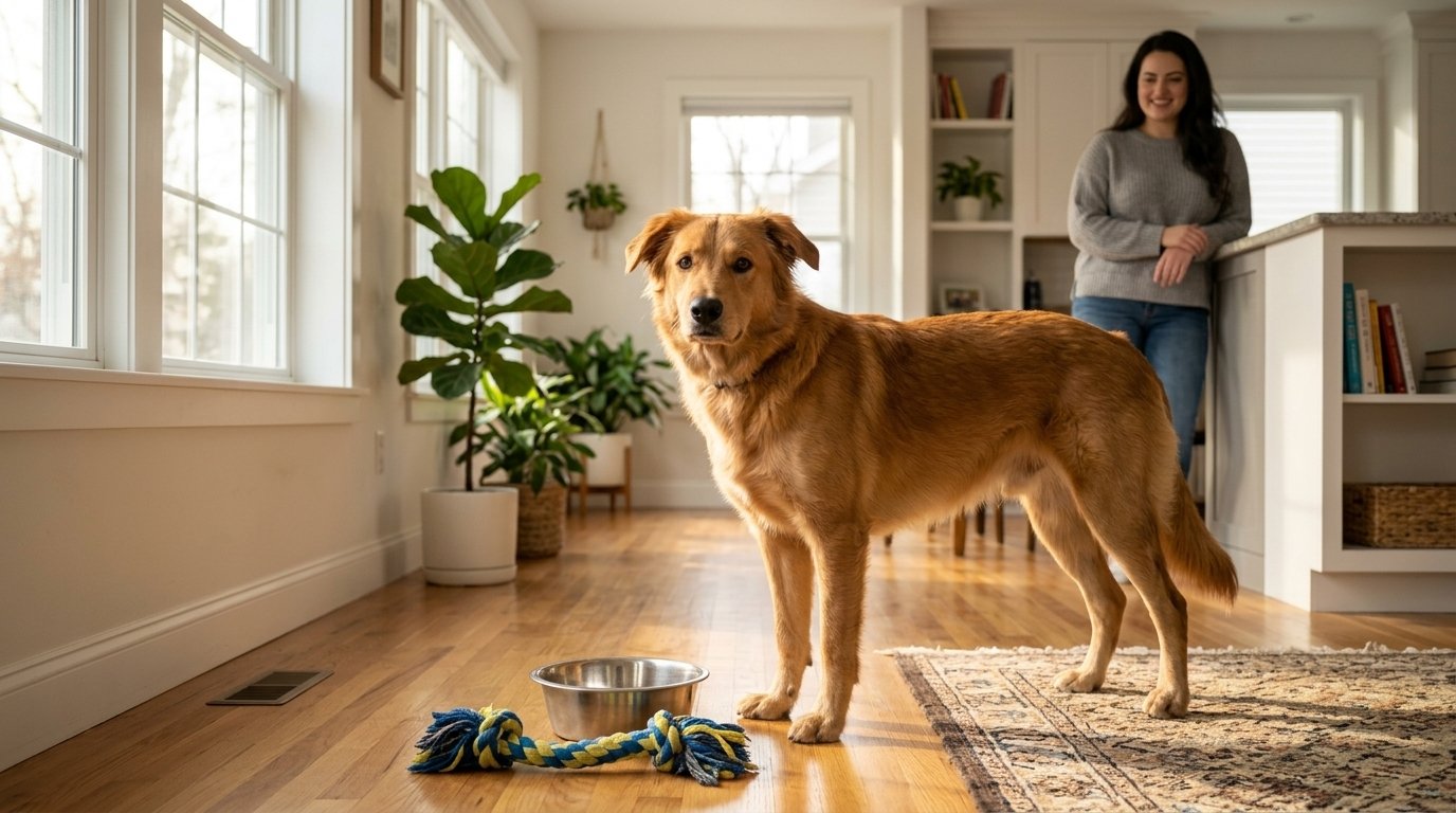 Dog resource guarding involving a food bowl and toy
