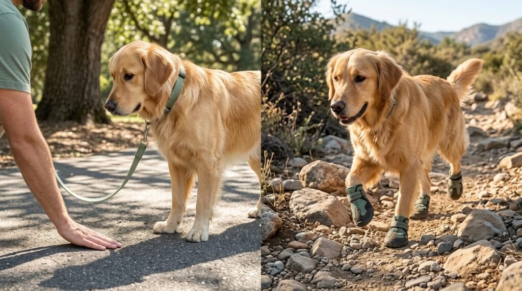 Preventing dog paw pad injuries on hot pavement and rough trails