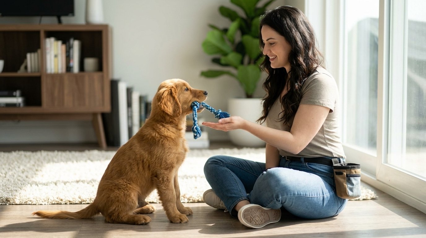 How to teach a dog to drop it using a calm reward-based toy exchange