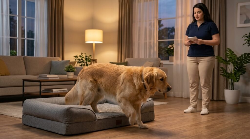Dog showing a subtle limp after getting up from rest