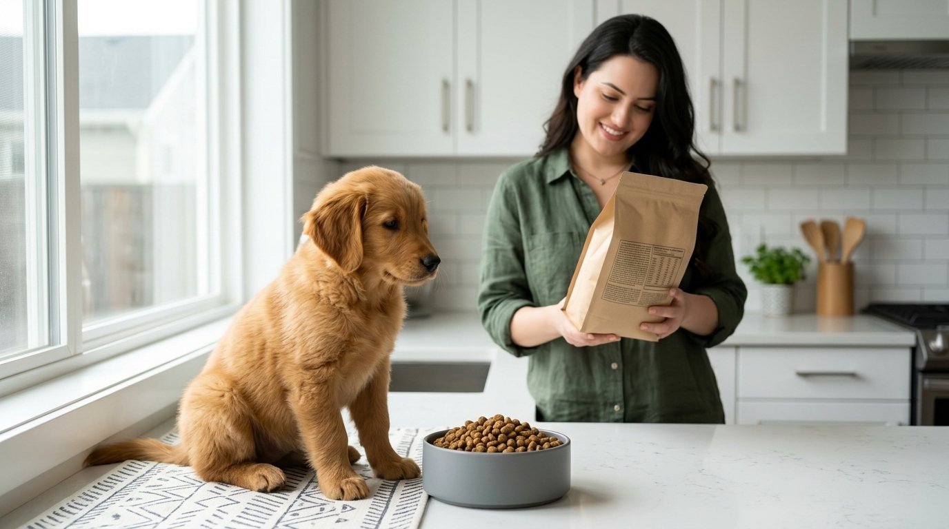 Best dog food for sensitive stomach with healthy dog beside food bowl
