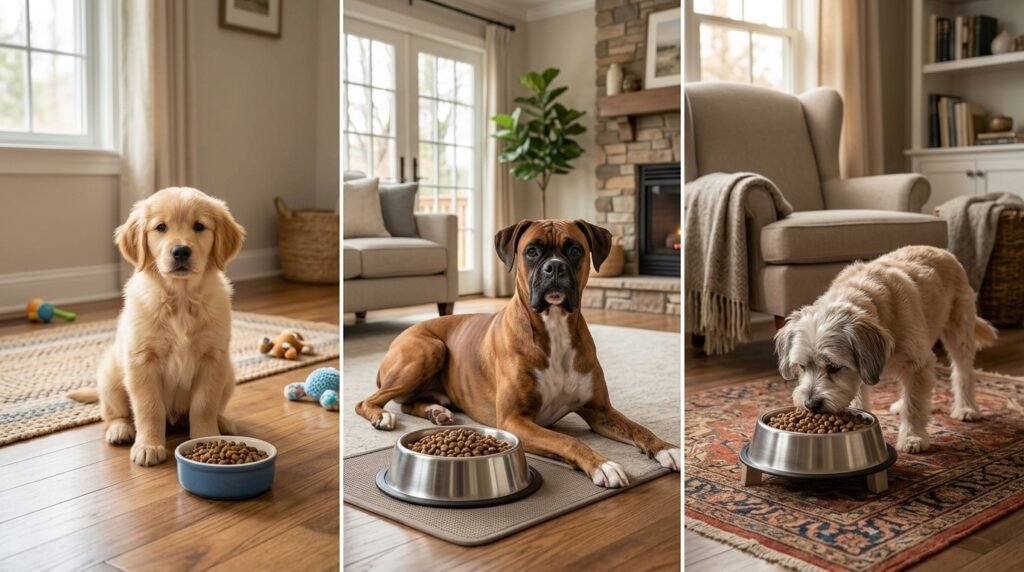 Puppy, adult, and senior dog feeding needs differ by life stage