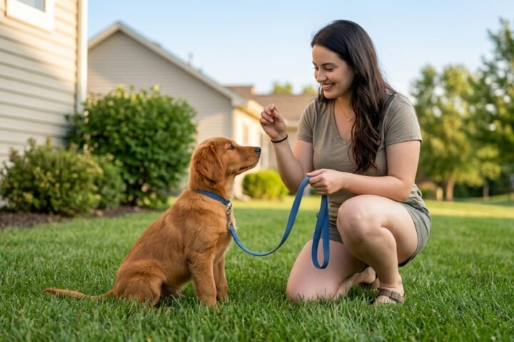 How to potty train a puppy using positive reinforcement outdoors