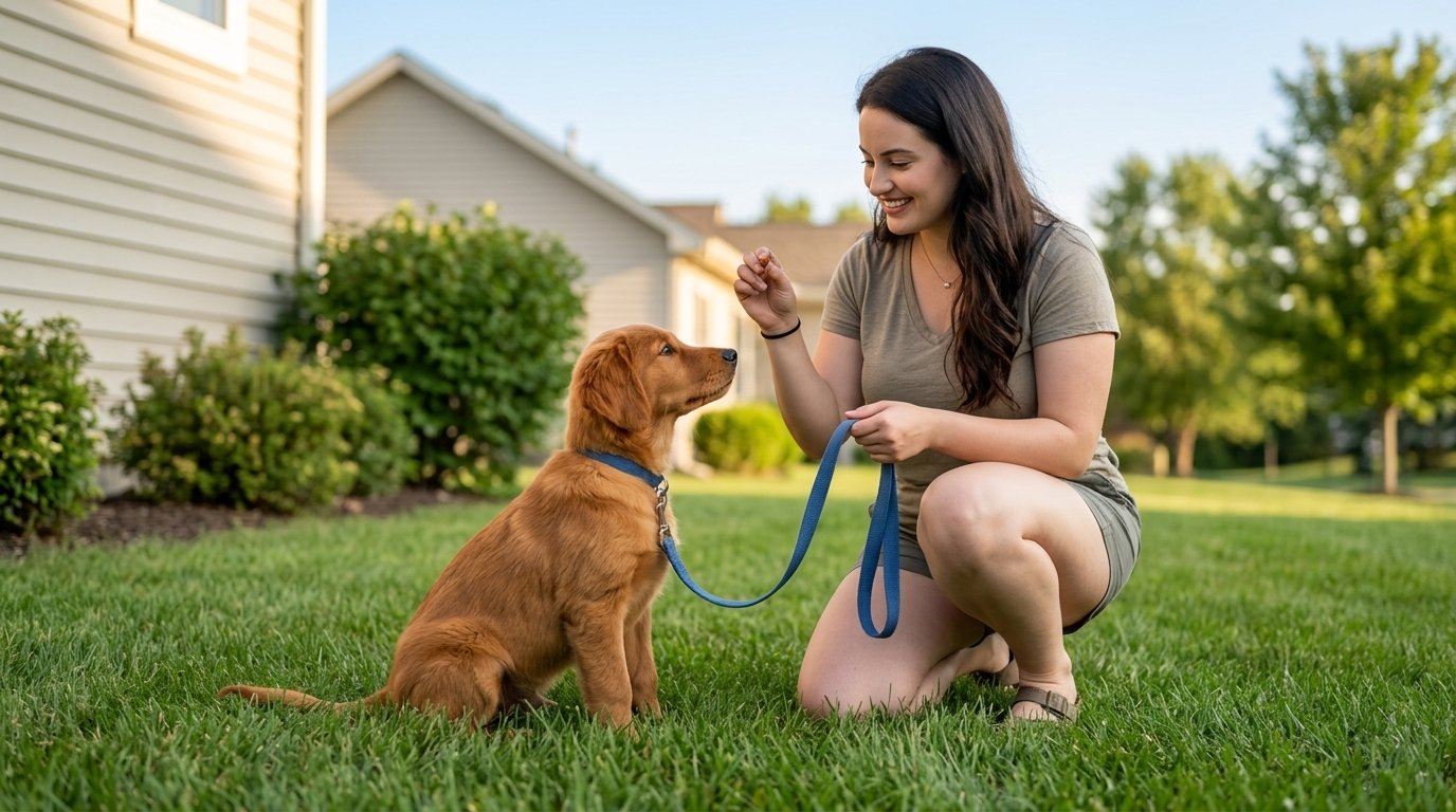 How to potty train a puppy using positive reinforcement outdoors