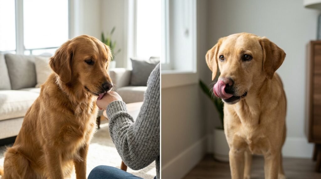 Comparison of normal dog licking and excessive licking behavior