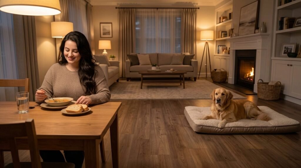 Dog Settling During Dinner