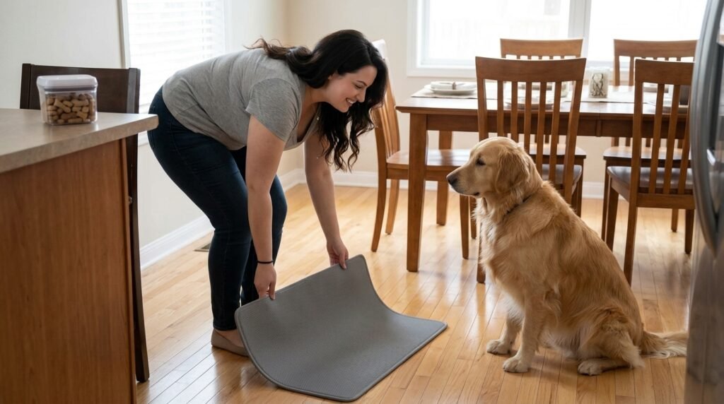 Prepare a Mat for Dog Mealtime Training