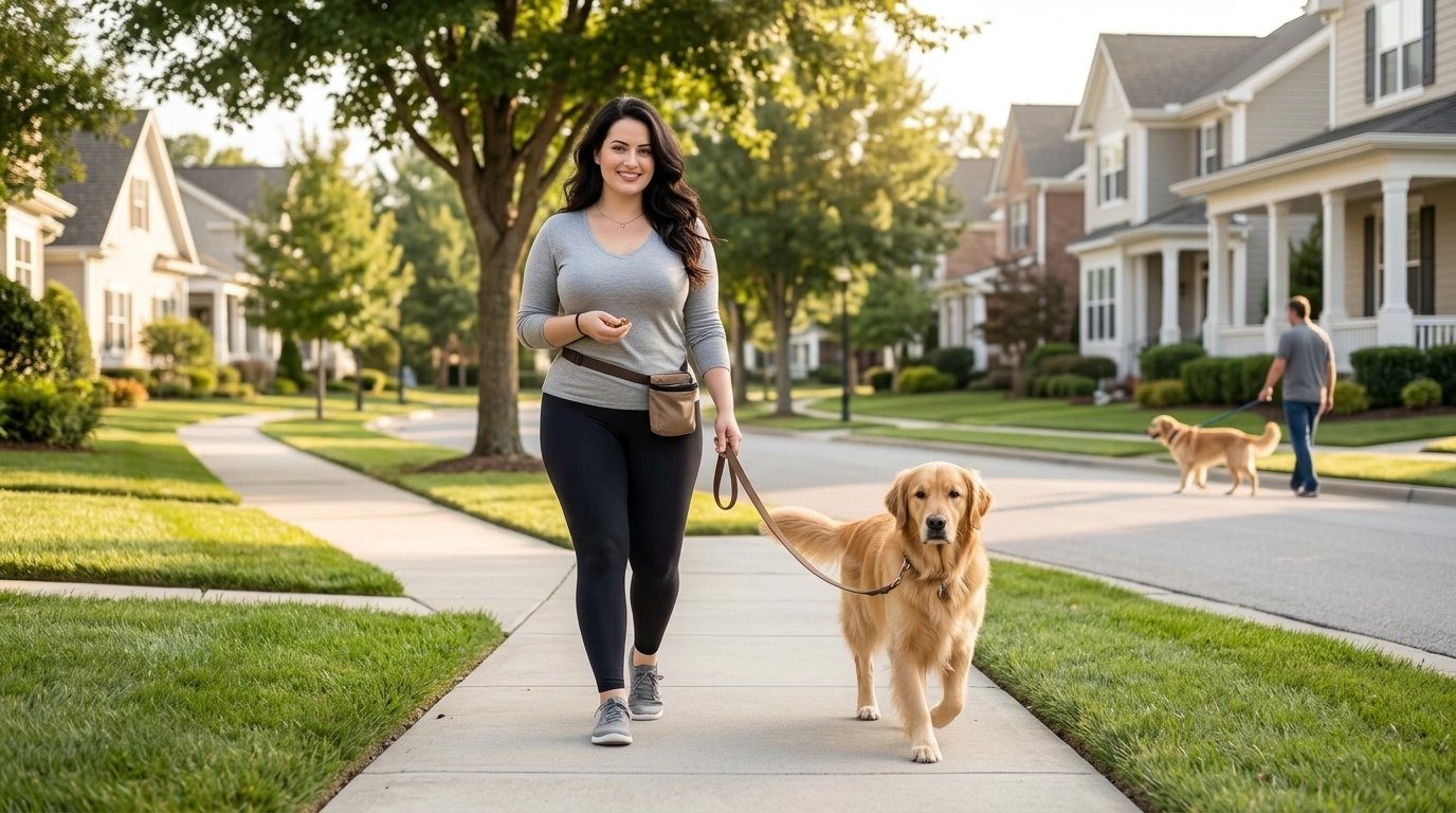 Dog barking at other dogs on walks training at a comfortable distance