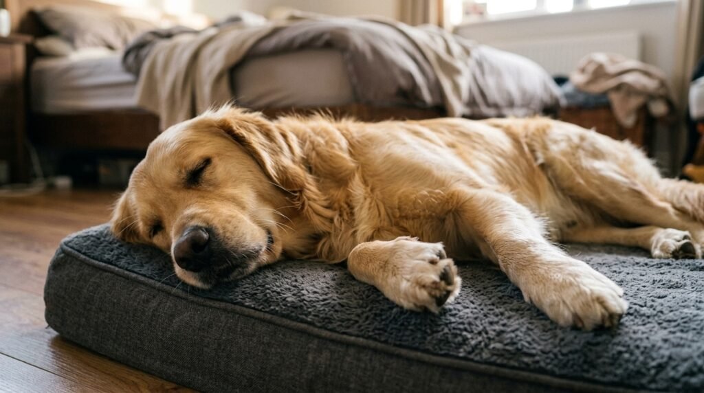 Dog twitching gently during normal sleep